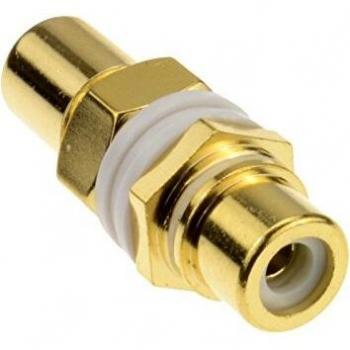 Phono RCA Panel Mount Socket Through Adapter White Audio Gold