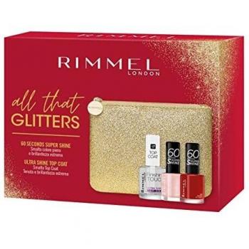 Rimmel All That Glitters Strengthening Base + 2 Nail Polishes + Pouch