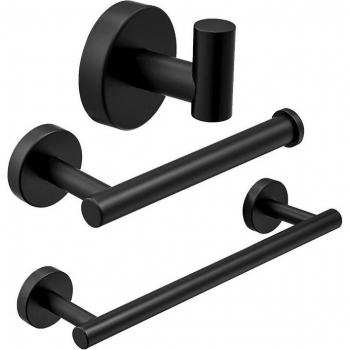 Frap Badkamer Accessoires Set Zwart Roestvrij Staal