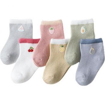 Cotton Summer Fruit Baby Socks - 6 Pairs