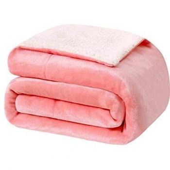 DOUBLE PEACH BLUSH REVERSED MICROFIBER COZY THROW