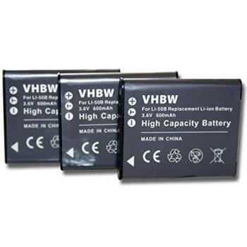 Vhbw Kamera-Akku passend für Kompatibel mit Ricoh CX3, CX4, CX5, CX6, PX, WG-50, WG50, WG-60, GR III, G900, G900SE, WG-6 Foto Kompakt (600mAh, 3,6V, Li-Ion) 600 mAh