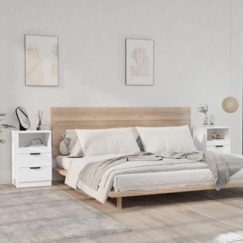 VidaXL White Bedside Storage Cabinets