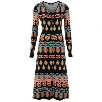 ANISTON SELECTED Damen Midi-Kleid mit Knopfleiste