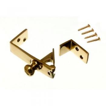Brass Counter Flap Catch and Stay Polished Brass with Screws