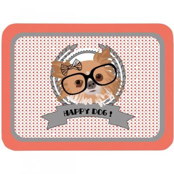 Les Trésors De Lily - Plateau métal 'Happy Dog' (lunettes) - 35x25 cm orange