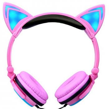 Faltbare Katzenohr Kopfhörer mit LED-Lichtern für MP3-Player