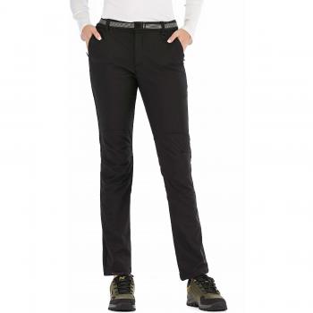 DENGBOSN Pantalones de Montaña Mujer Impermeables Invierno Calentar Pantalones Trekking Escalada Senderismo Softshell (S, A Negro)