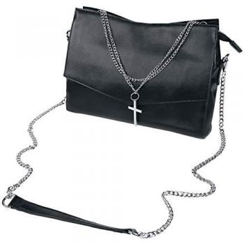 Banned Schultertasche Nether Lash, Edelstahl Ketten mit Kreuz Anhänger
