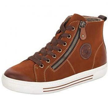 Remonte Damen Sneaker, Frauen High-Top Sneaker, schnürschuh Sneaker-Stiefel weiblich feminin Freizeit sportschuh mid, Braun(noccia), 39 EU / 6 UK