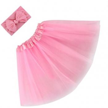 Ensemble Tutu Doux en Tulle pour Bébé Filles avec Bandeau de Cheveux