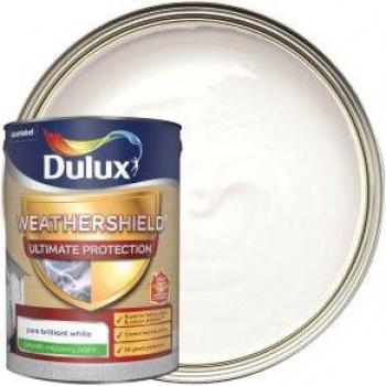 Dulux Weathershield Ultimate Protection Smooth Matt Masonry Paint - Pure Brilliant White - 5L