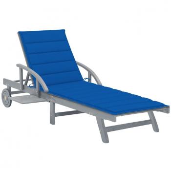 Chaise longue de jardin en acacia avec coussin - vidaXL