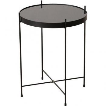 Table d'appoint en métal avec plateau en verre, Sherin, 50 cm