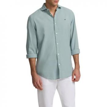 Silbon Verde Agua Lino Masculina con Manga Larga