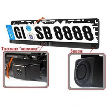 Sistema di Parcheggio con Telecamera Orientabile e Sensori Acustici - Portatarga Standard EU 12V