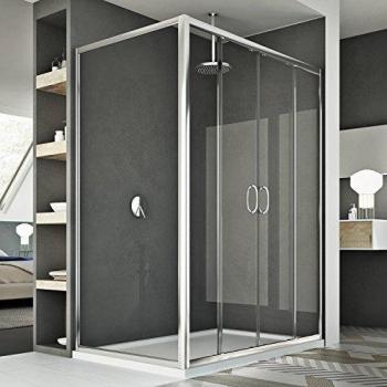 Mampara de Ducha Rectangular Vidrio Transparent 185 cm Modulo Replay Duo 2 Hojas