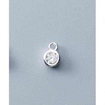 4mm Mini Fancy AAA Zircon Round Charms Rose Gold 925 Sterling Silver