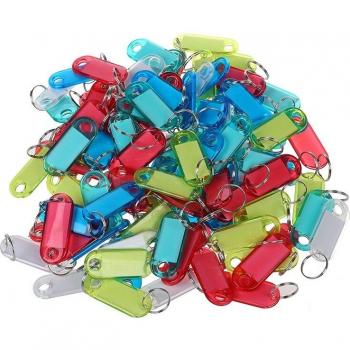 Crystal Clear Colorful Key ID Label Tags - 100 Pieces