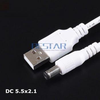 Weißes USB zu 5,5*2,1mm DC Kabel 1 Meter