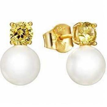 Pendientes Viceroy perla y cristal amarillo