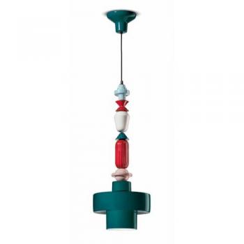 Lariat Hanging Light in Green Ceramic, 74 cm