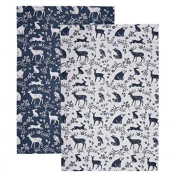 'Forest Friends' Animal Print 100% Cotton 2 Pack Tea Towel