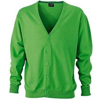 Grüner Herren-Cardigan mit V-Ausschnitt, Größe 46 EU