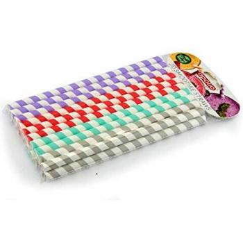 0 PACK PAPER SMOOTHIE STRAWS MIX COLOUR STRIP DESIGN