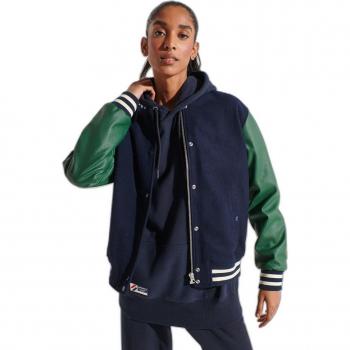 Giacca in Lana Donna Stile Baseball Universitario Superdry Verde Scuro 36