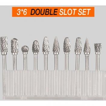10pc Tungsten Carbide Double Cut Rotary Tool Burrs