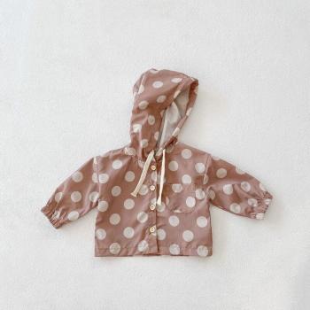 Abrigo con capucha para niños y niñas, chaqueta de punto de un solo pecho, marrón claro, albaricoque, protector solar, prendas de vestir finas, E5011