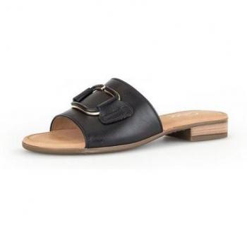 Gabor Flora Women’s Black Leather Sandals (Size 7)