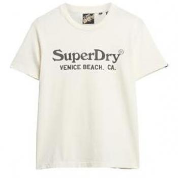 Camiseta Superdry Metallic Venue manga corta blanco negro mujer