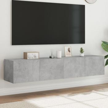 VidaXL Modern Concrete Grey TV Wall Cabinets with LED Lighting - Set of 2
