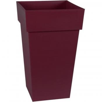 EDA - Maceta Ecolux 39 x 39 x 65 cm, Color Rojo Oscuro, Material Plástico, Forma Cuadrada, Estilo Moderno