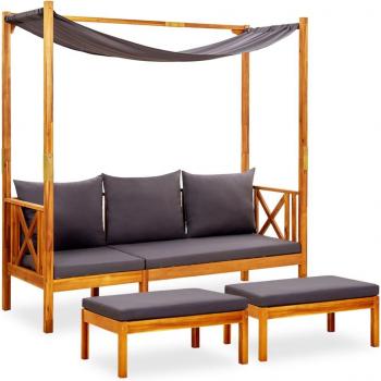 Banc de patio extérieur avec auvent en bois d'acacia