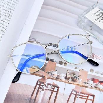 Gafas ópticas de estilo gato para hombre y mujer, lentes redondos, doradas y plateadas