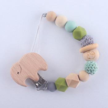 Wooden Bead Pacifier Clip for Babies