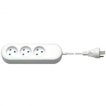 Conjunto de Base Múltiple Goobay 77619 – 1,5 m, 3 Salidas AC, Color Blanco