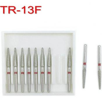 Dental Diamond Burs Set, 10 pcs Fine TR-13F, 1.6mm Shank for High-Speed Handpiece