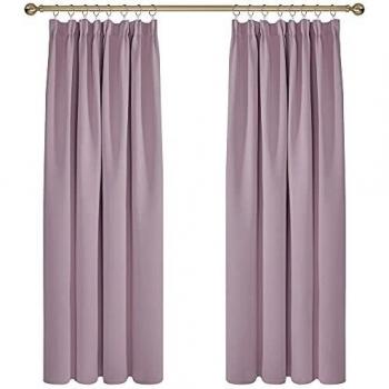 Deconovo Energy Saving Pencil Pleat Blackout Curtains - Bedroom Edition, 52x72 Inch Light Pink (2 Panels)