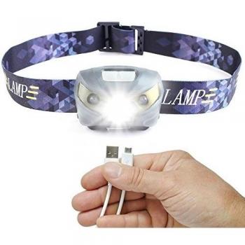 Batería USB Linterna para la Cabeza (LED, Super Brillante, Impermeable, Linterna Frontal Ligero y Cómodo - Perfecto para Correr, Senderismo, Camping, Lectura, Senderismo, Niños, DIY)