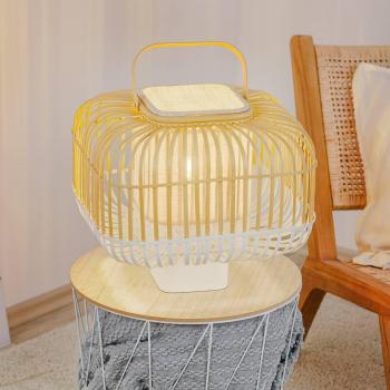 Forestier White Bamboo Square Lamp