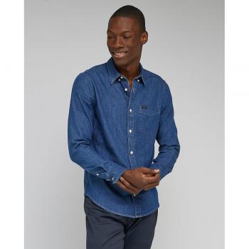 Camisa Lee Button Down Azul, Corte Clásico