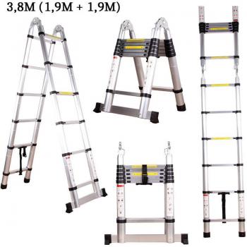 Axhup 3.8M Folding Loft Ladder with Stabilizer