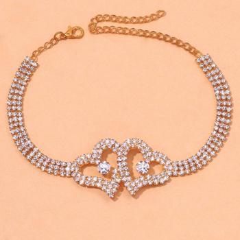 Luxury Rhinestone Double Heart Tennis Chain Anklet for Women