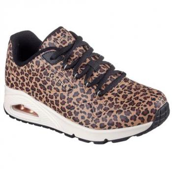 Skechers Uno Kat Neato Women’s Brown Leopard‑Patterned Training Shoes