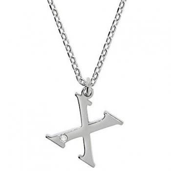 Anhänger Kette Flachpanzerkette Diamant 0,008ct Buchstabe X