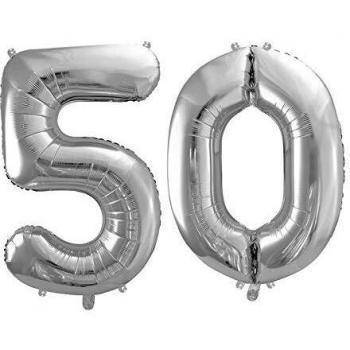 Palloncino Mylar a Forma di Numero 50, Cinquantesimo Anno